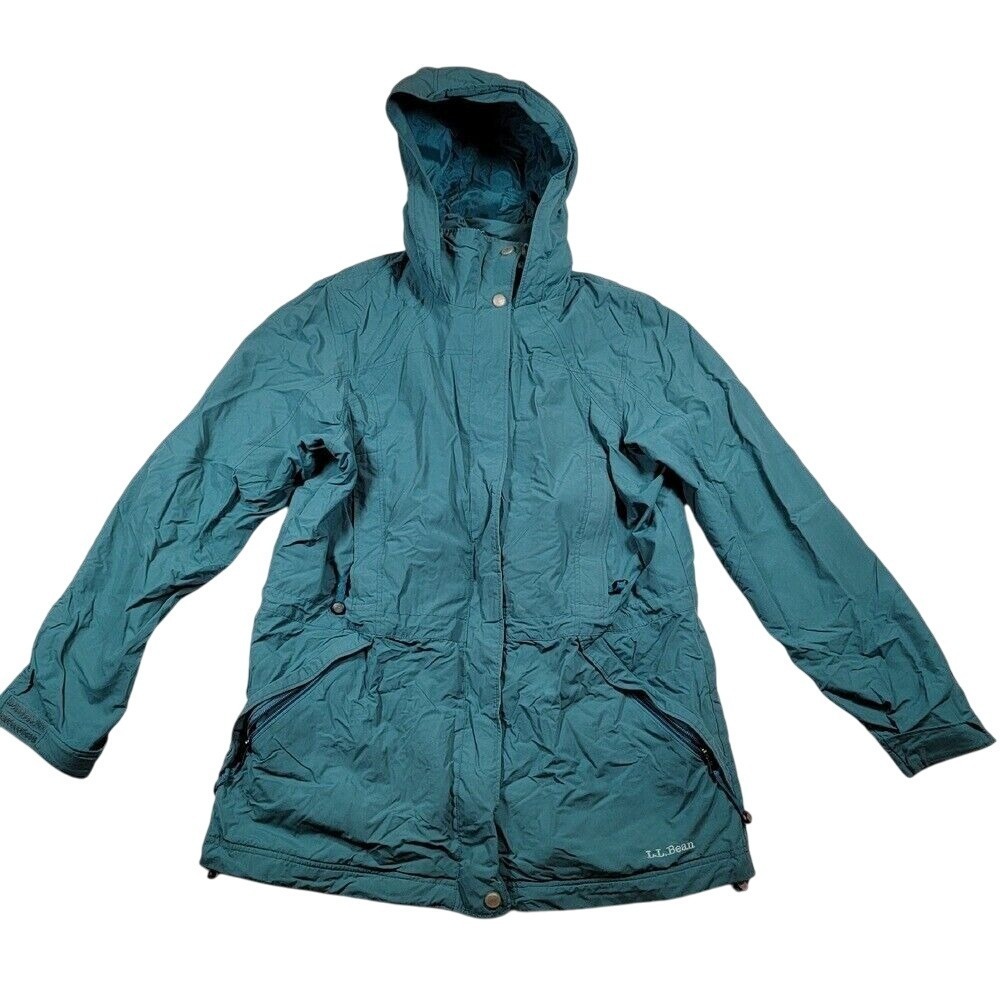 L.L. Bean Women's Nylon Full Zip Jacket Sz Small Regular Teal Outdoor Mesh‎ Line